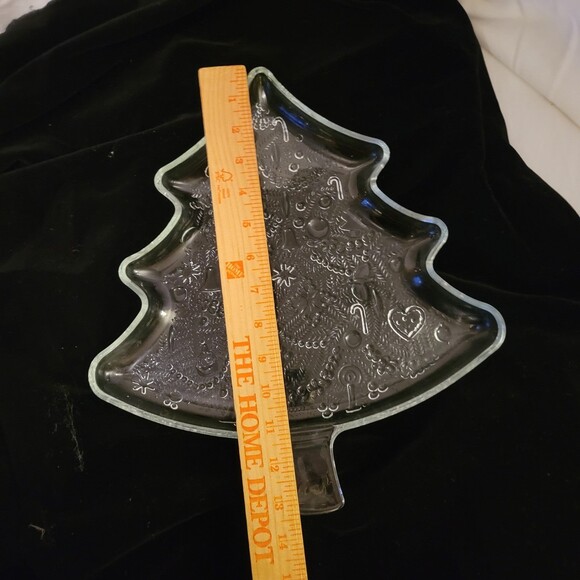 Vintage Glass Christmas Tree Shaped Platter - Picture 3 of 5
